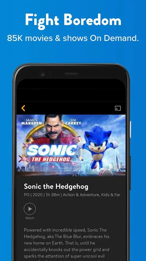 Screenshot of the SLING: Live TV, Shows & Movies app