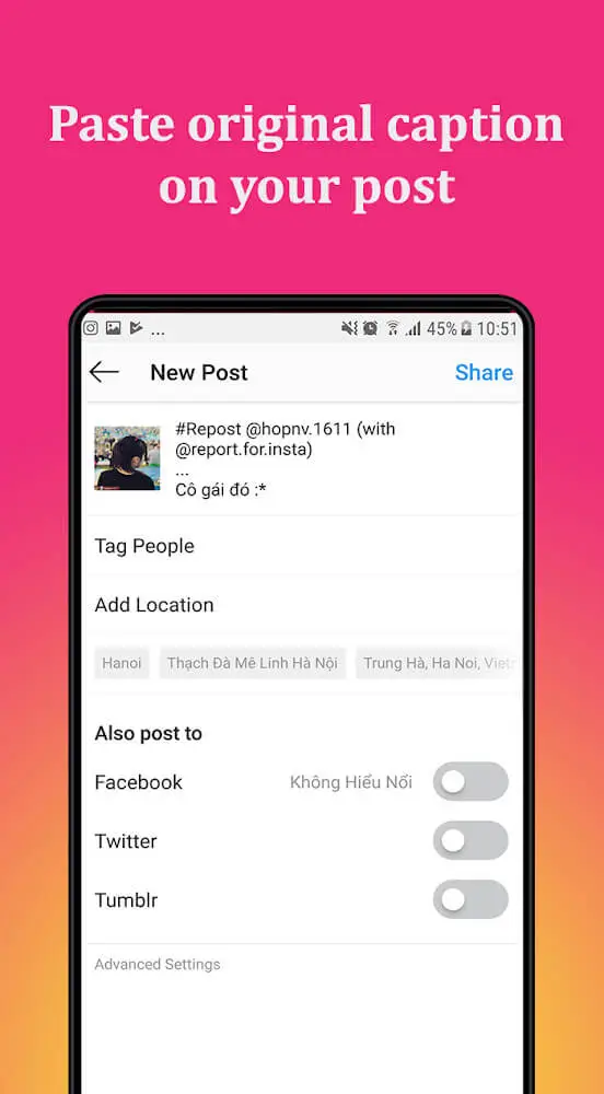 Screenshot of the Save & Repost IG 2021 app