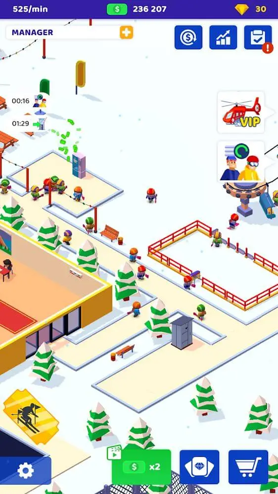 Screenshot of the Ski Resort: Idle Snow Tycoon app
