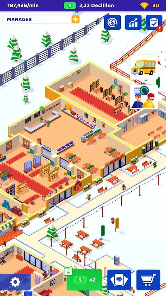 Screenshot of the Ski Resort: Idle Snow Tycoon app