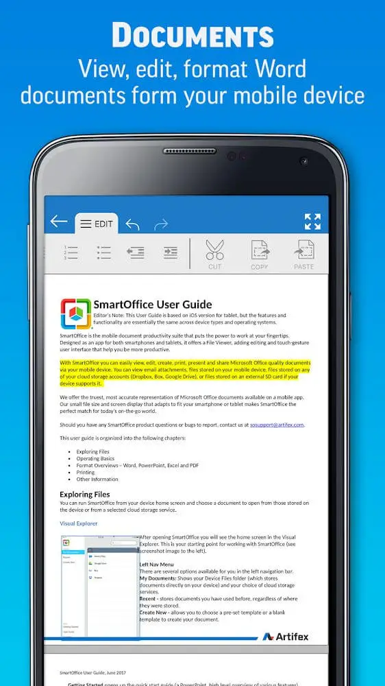 Screenshot of the SmartOffice app