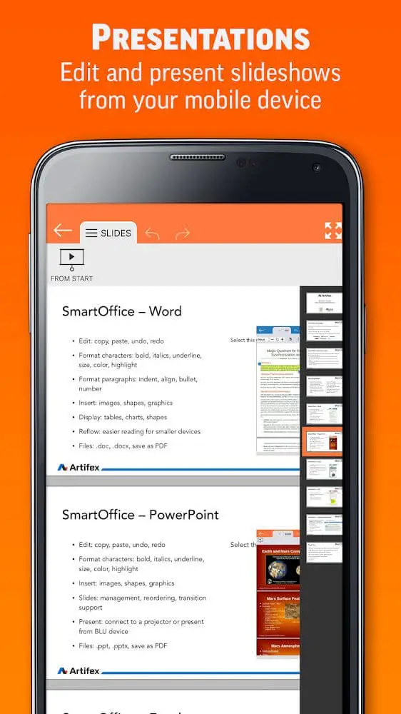 Screenshot of the SmartOffice app