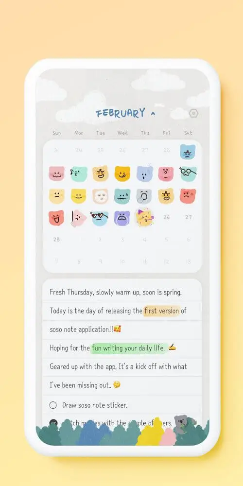 Screenshot of the Soso Note app