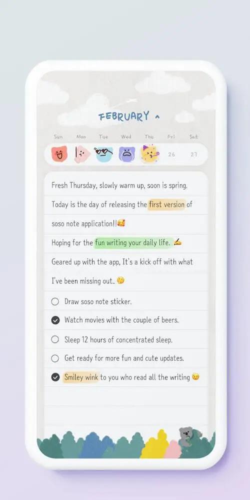 Screenshot of the Soso Note app