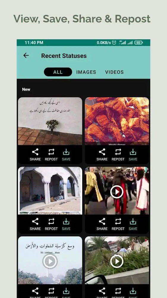 Screenshot of the Status Saver app