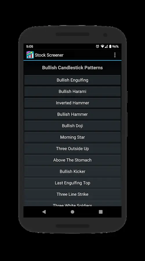 Screenshot of the Stock Screener app