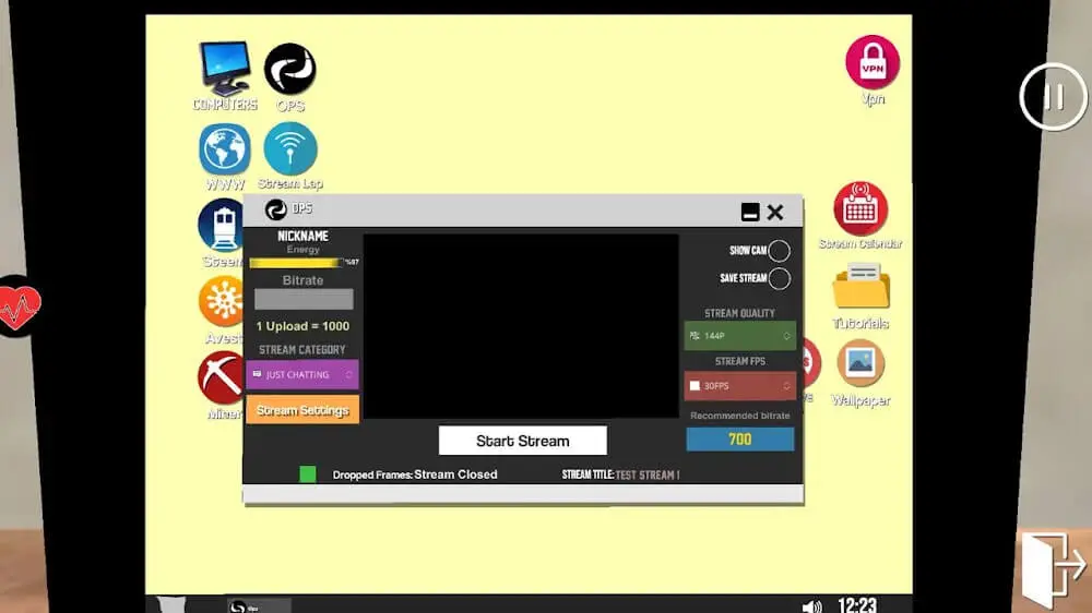 Screenshot of the Streamer Life Simulator game