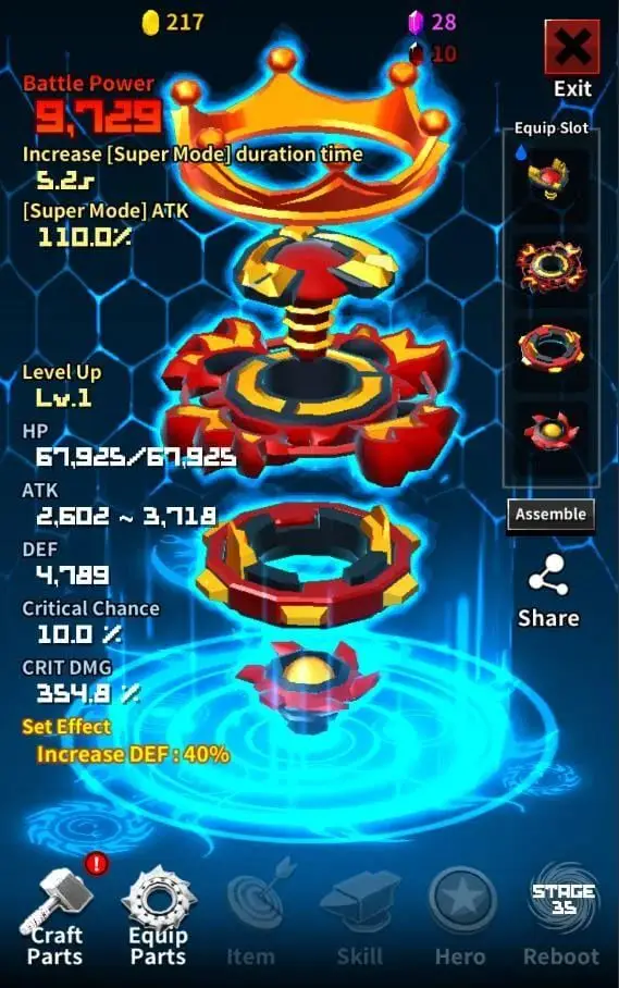 Screenshot of the Super God Blade app