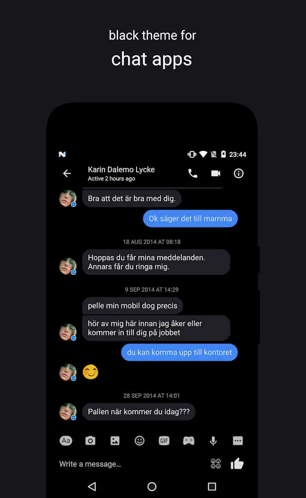 Screenshot of the Swift Black app