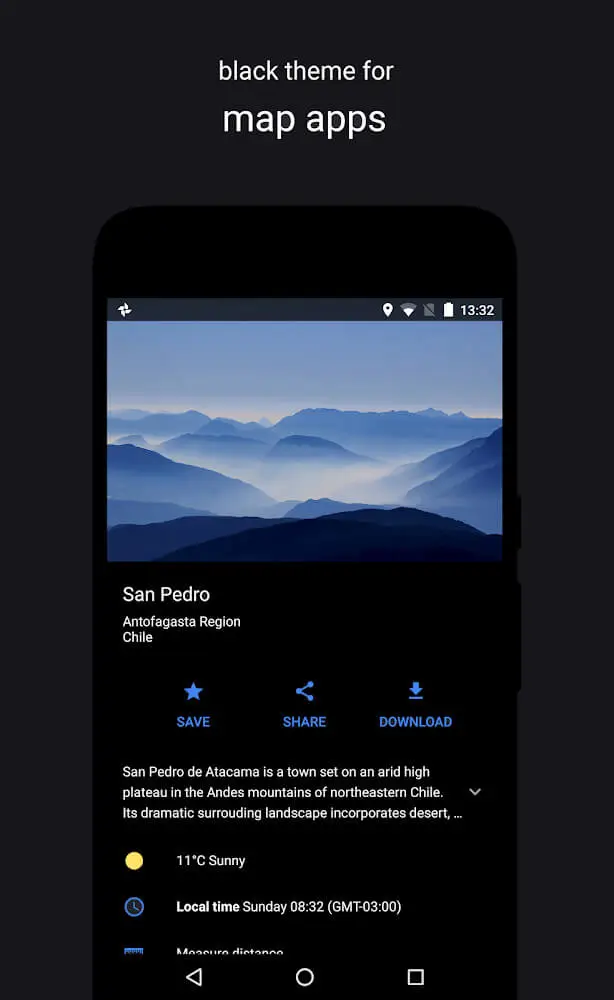 Screenshot of the Swift Black app