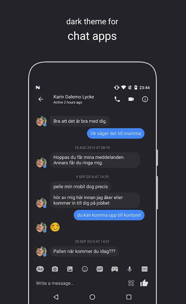 Screenshot of the Swift Dark Substratum Theme app