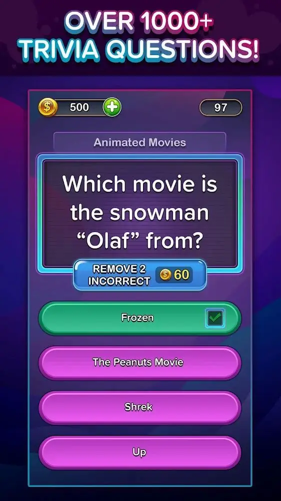 Screenshot of the TRIVIA STAR Quiz Games app