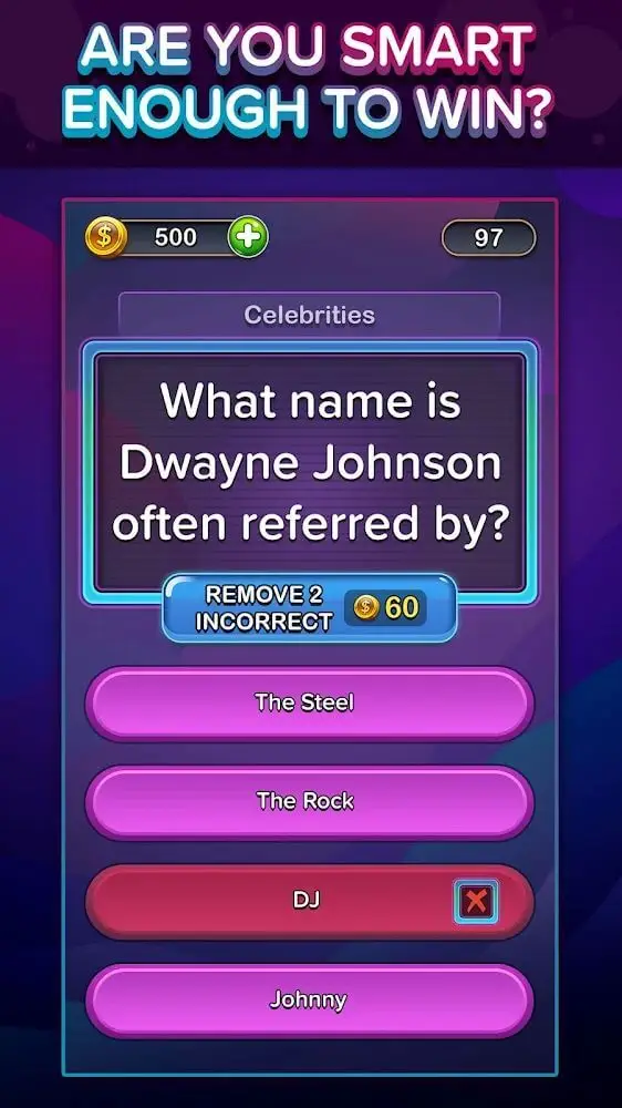 Screenshot of the TRIVIA STAR Quiz Games app
