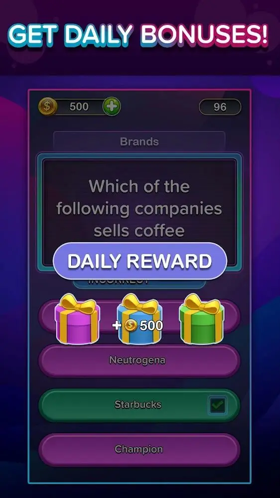 Screenshot of the TRIVIA STAR Quiz Games app