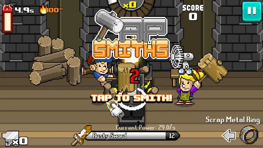 Screenshot of the Tap Smiths game