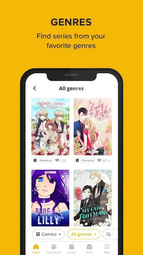 Screenshot of the Tapas - Comics and Novels app