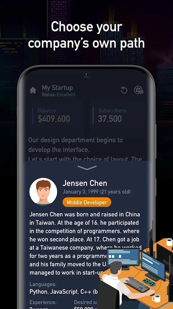 Screenshot of the The Startup app