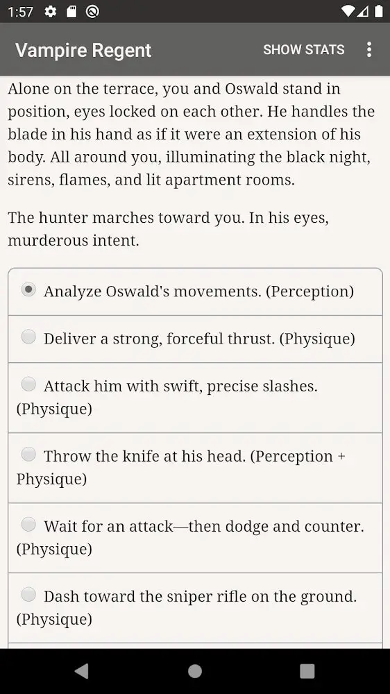 Screenshot of the The Vampire Regent app