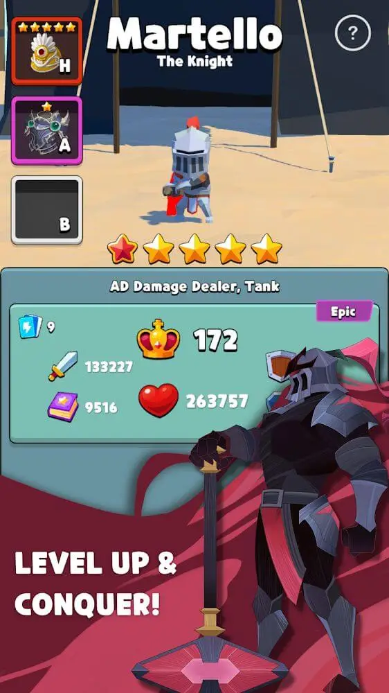 Screenshot of the Tiny Titans - AFK Auto Battles app