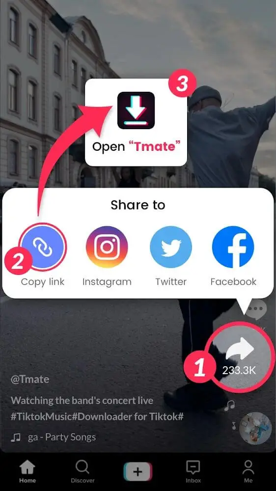 Screenshot of the Tmate - TikTok Downloader app
