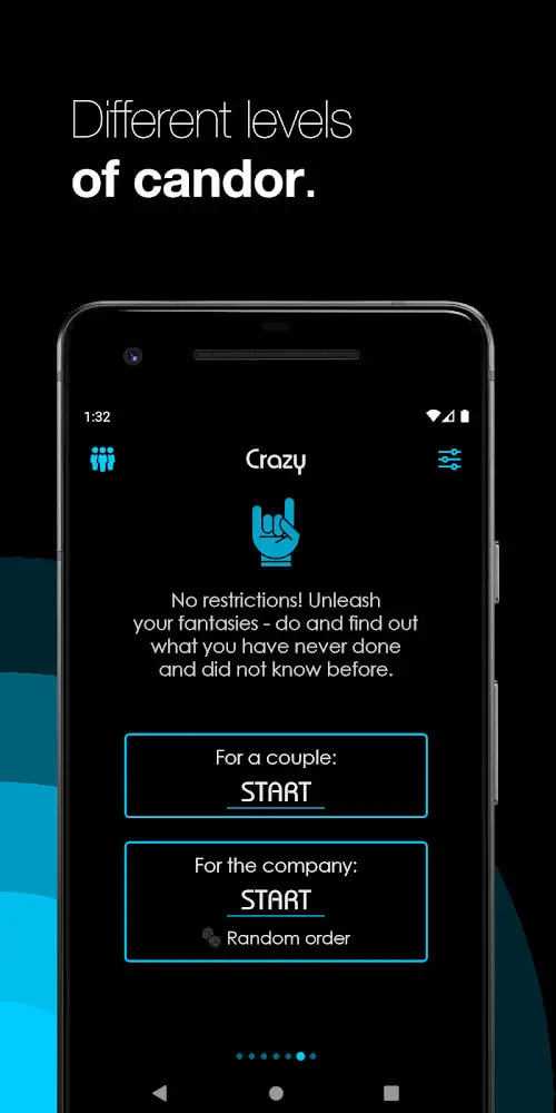 Screenshot of the Truth or Dare app