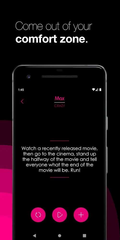 Screenshot of the Truth or Dare app