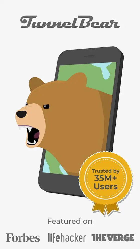 Screenshot of the TunnelBear app