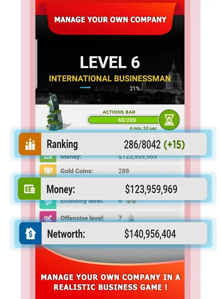 Screenshot of the Tycoon Business Game app