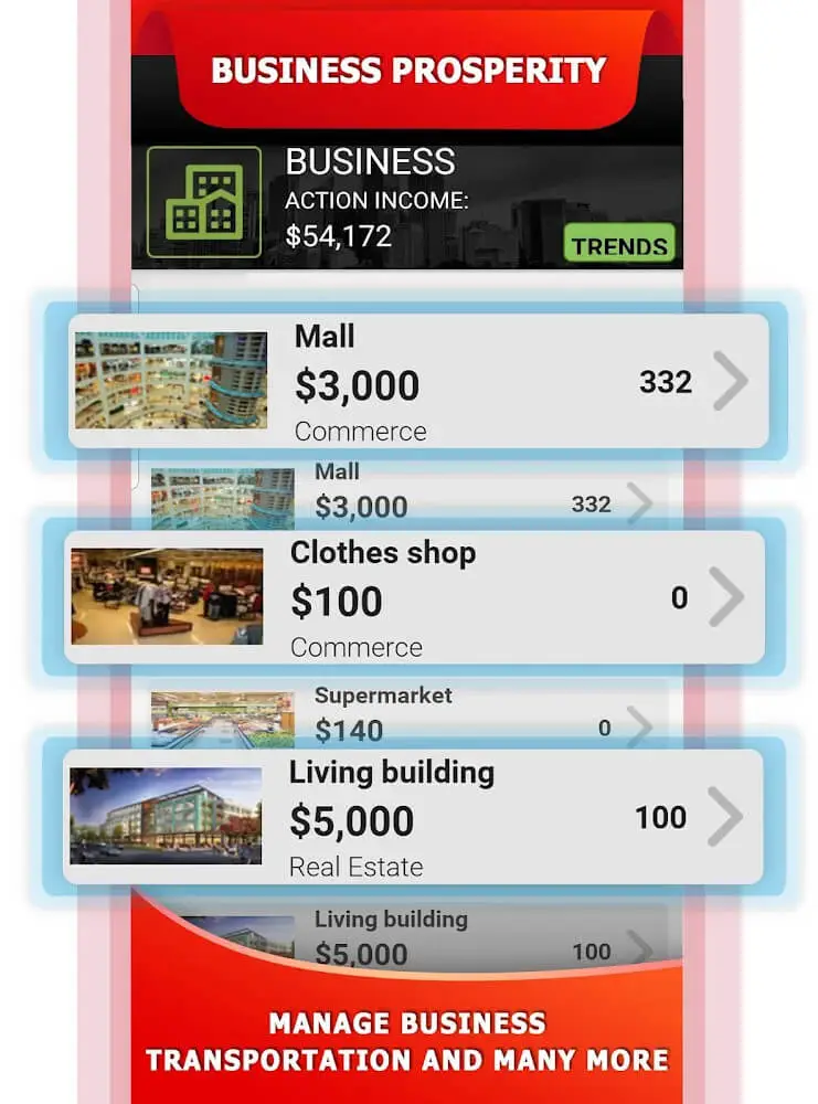 Screenshot of the Tycoon Business Game app