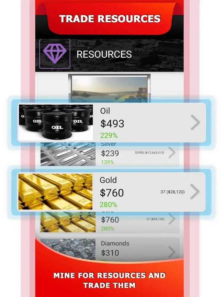 Screenshot of the Tycoon Business Game app