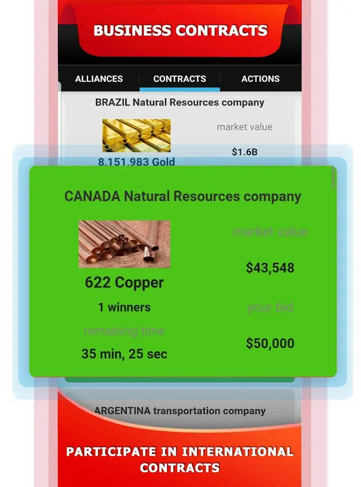 Screenshot of the Tycoon Business Game app