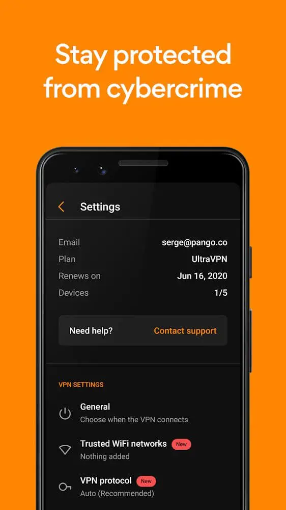 Screenshot of the UltraVPN (Hexatech) app