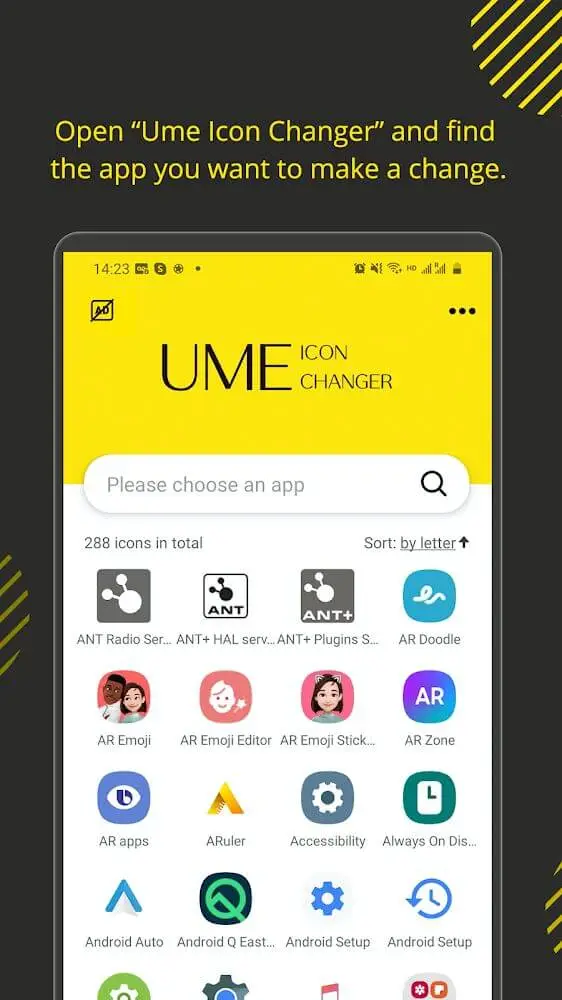 Screenshot of the Ume Icon Changer app