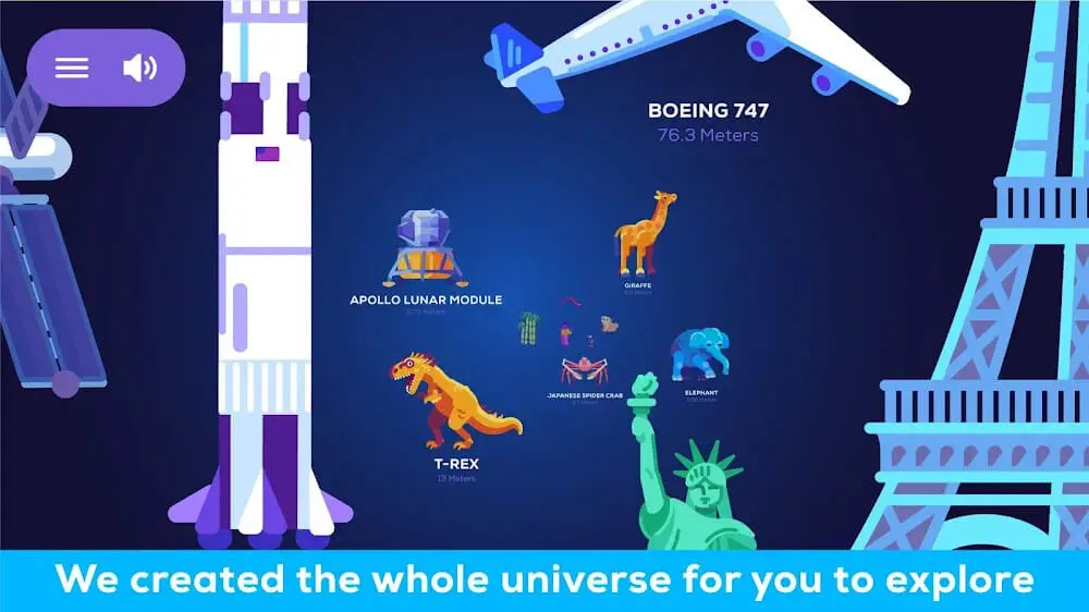 Screenshot of the Universe in a Nutshell game