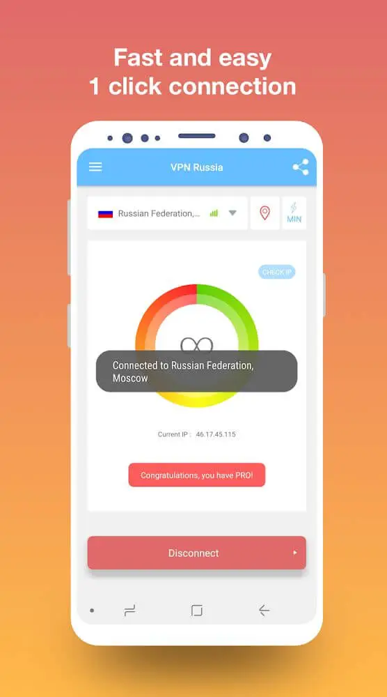 Screenshot of the VPN Russia: Get Russian IP app