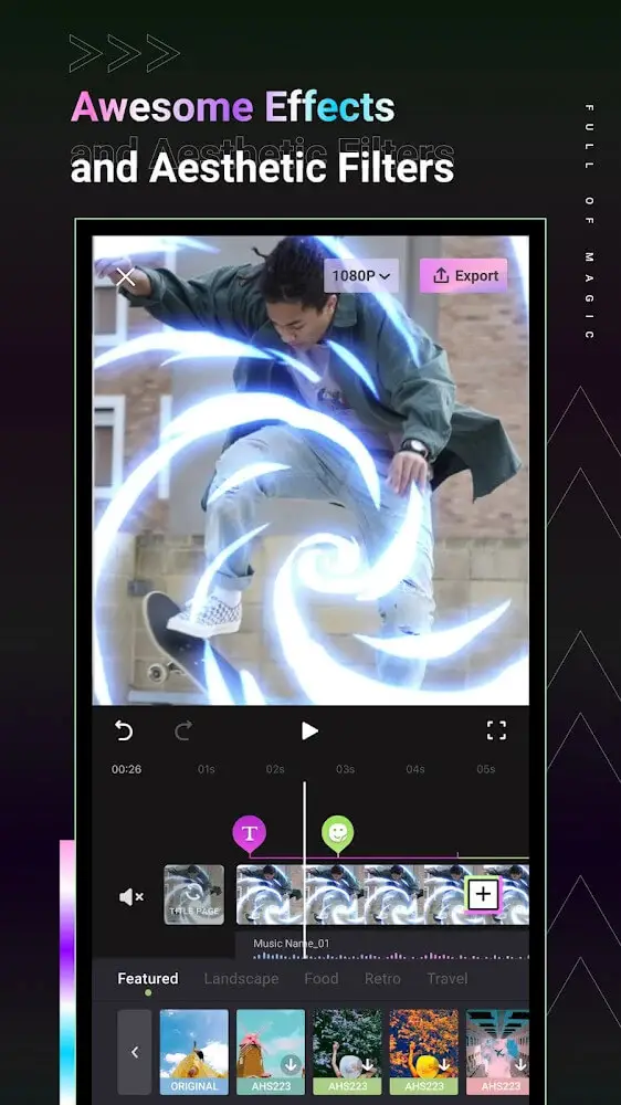 Screenshot of the Videap app