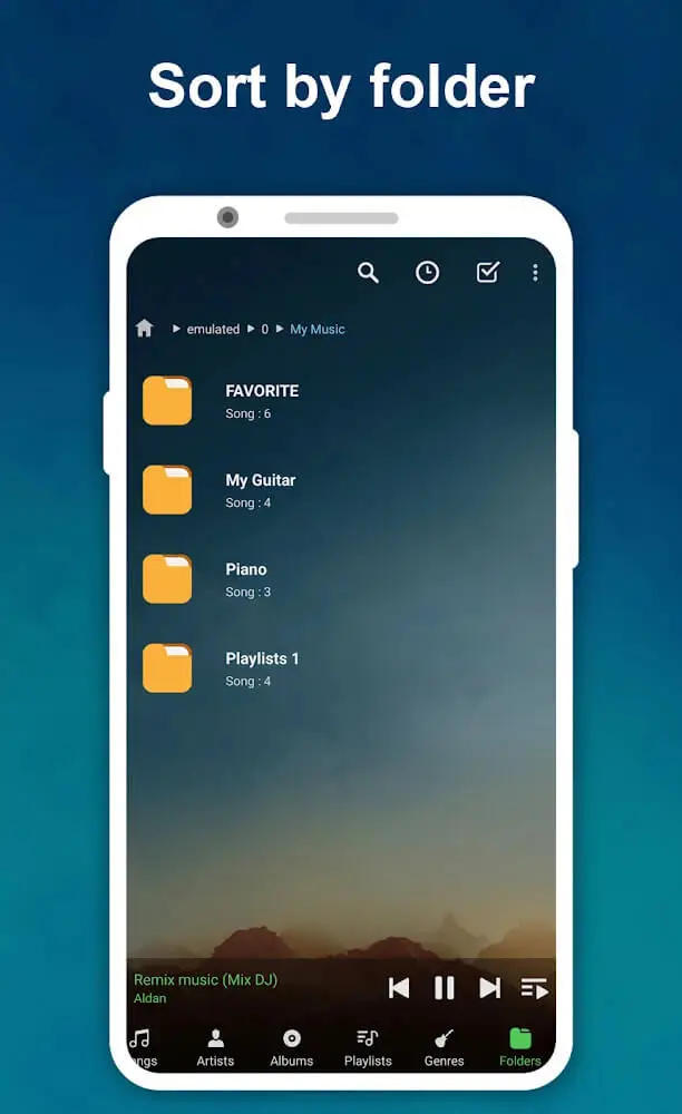 Screenshot of the Vmons Music Player app