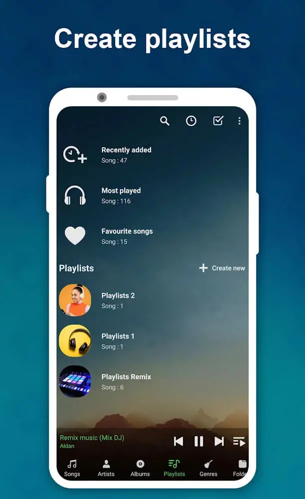 Screenshot of the Vmons Music Player app