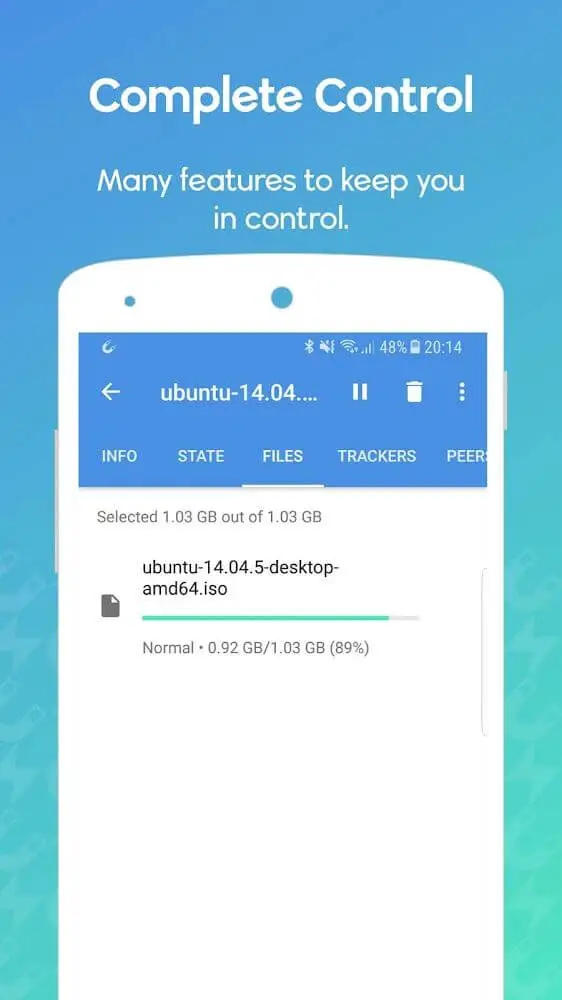 Screenshot of the WeTorrent app