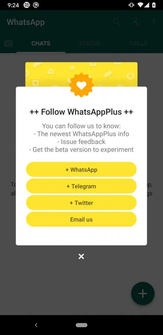 Screenshot of the WhatsApp Plus app