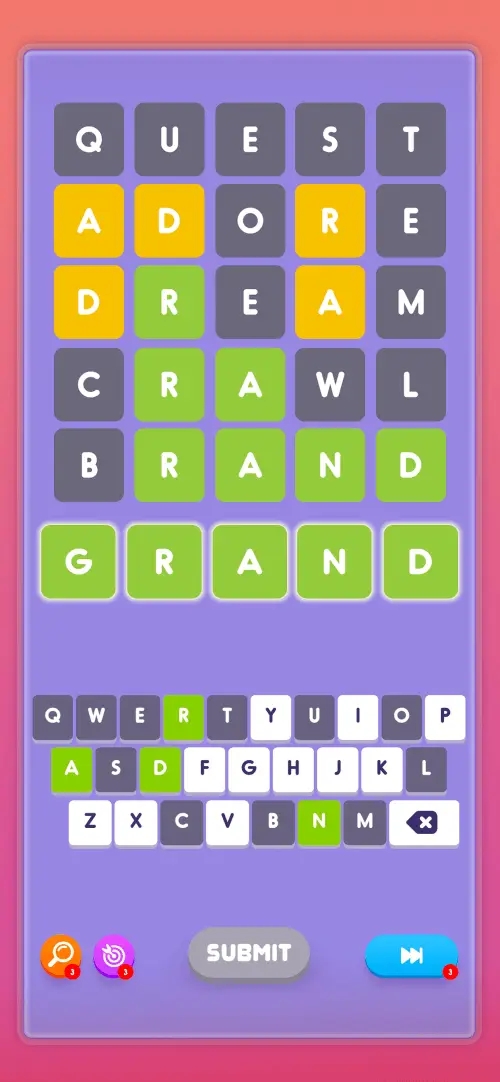 Screenshot of the Wordle! app