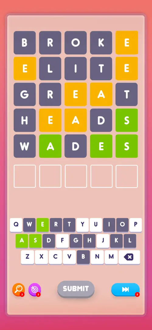 Screenshot of the Wordle! app