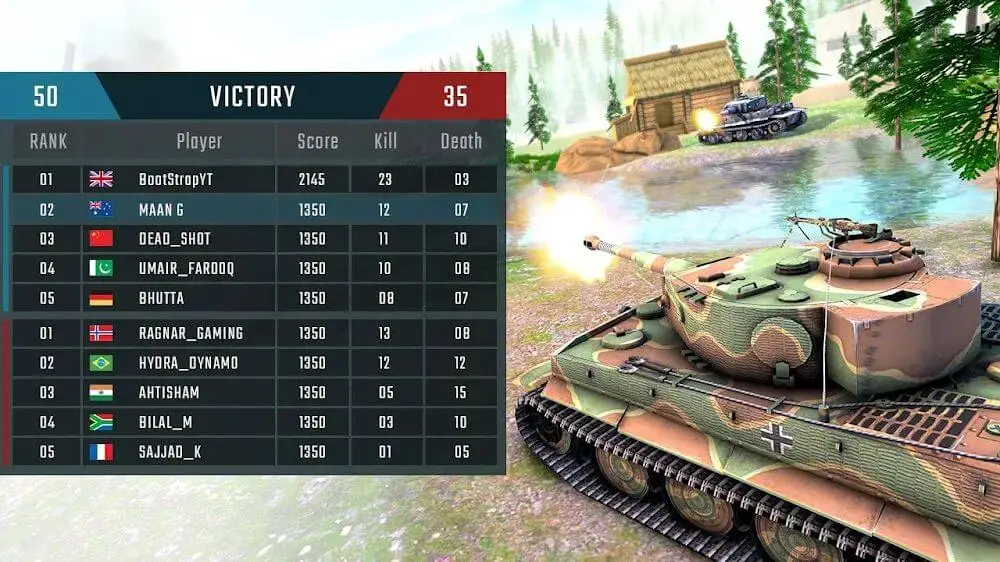 Screenshot of the World Tanks War game