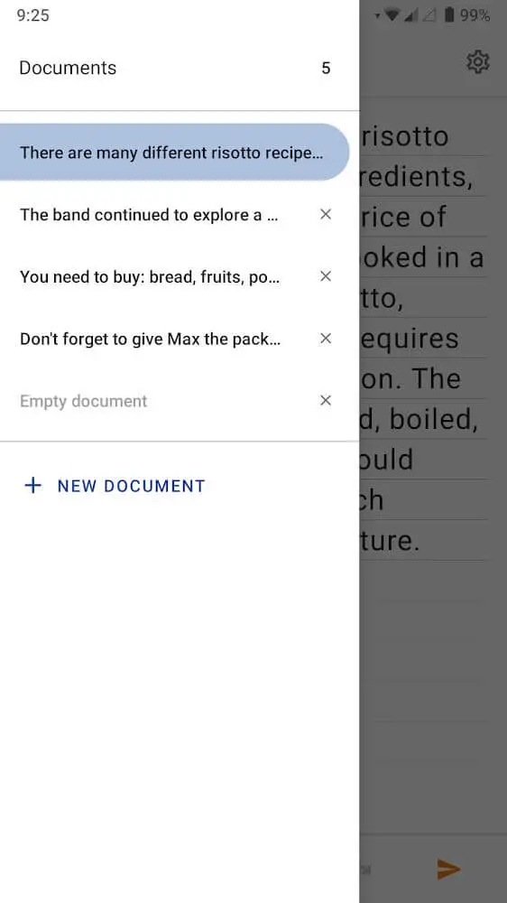 Screenshot of the Write by voice app
