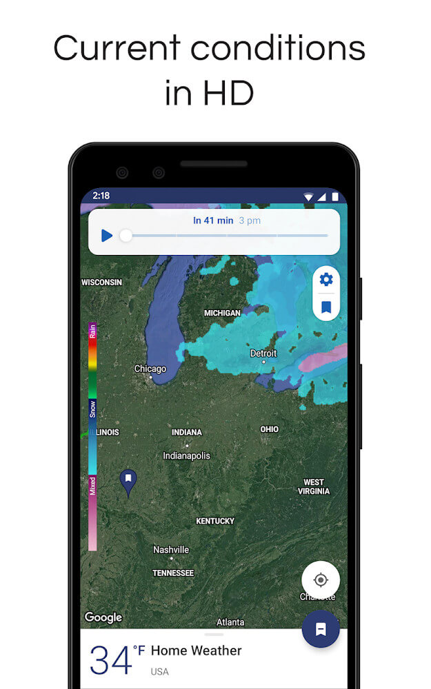Screenshot of the Clime: NOAA Weather Radar Live app
