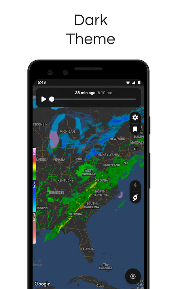 Screenshot of the Clime: NOAA Weather Radar Live app