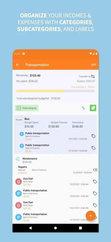 Screenshot of the iSaveMoney app