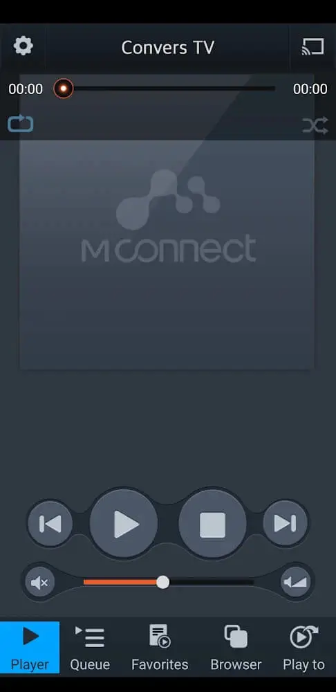 Screenshot of the mconnect Player app