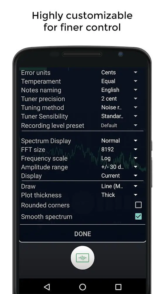 Screenshot of the n-Track Tuner Pro app