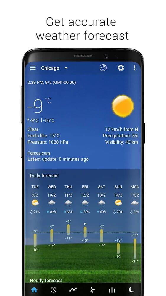 Screenshot of the Sense V2 Flip Clock & Weather app